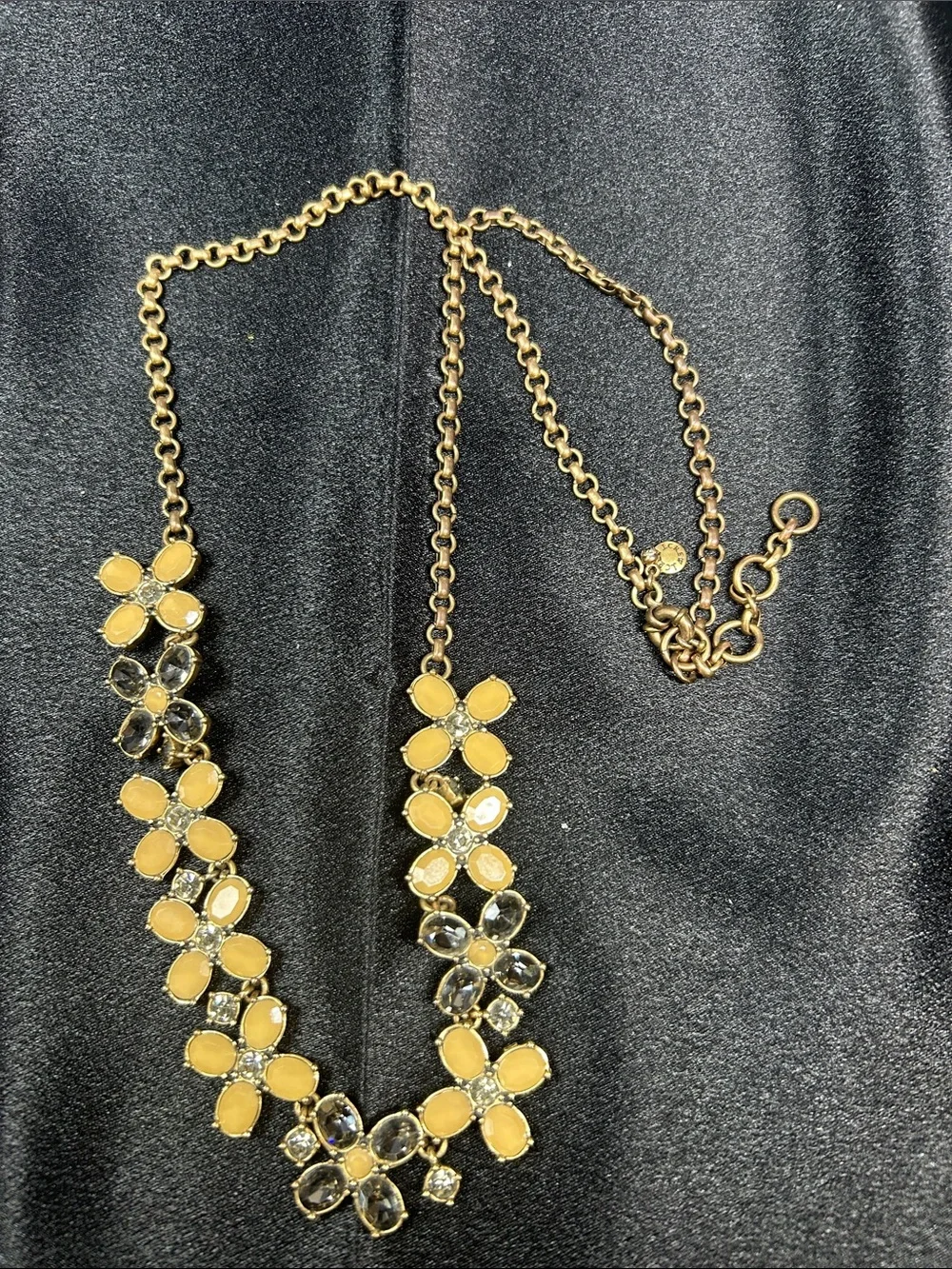 J. Crew Floral Statement Necklace in Beige and Smoke